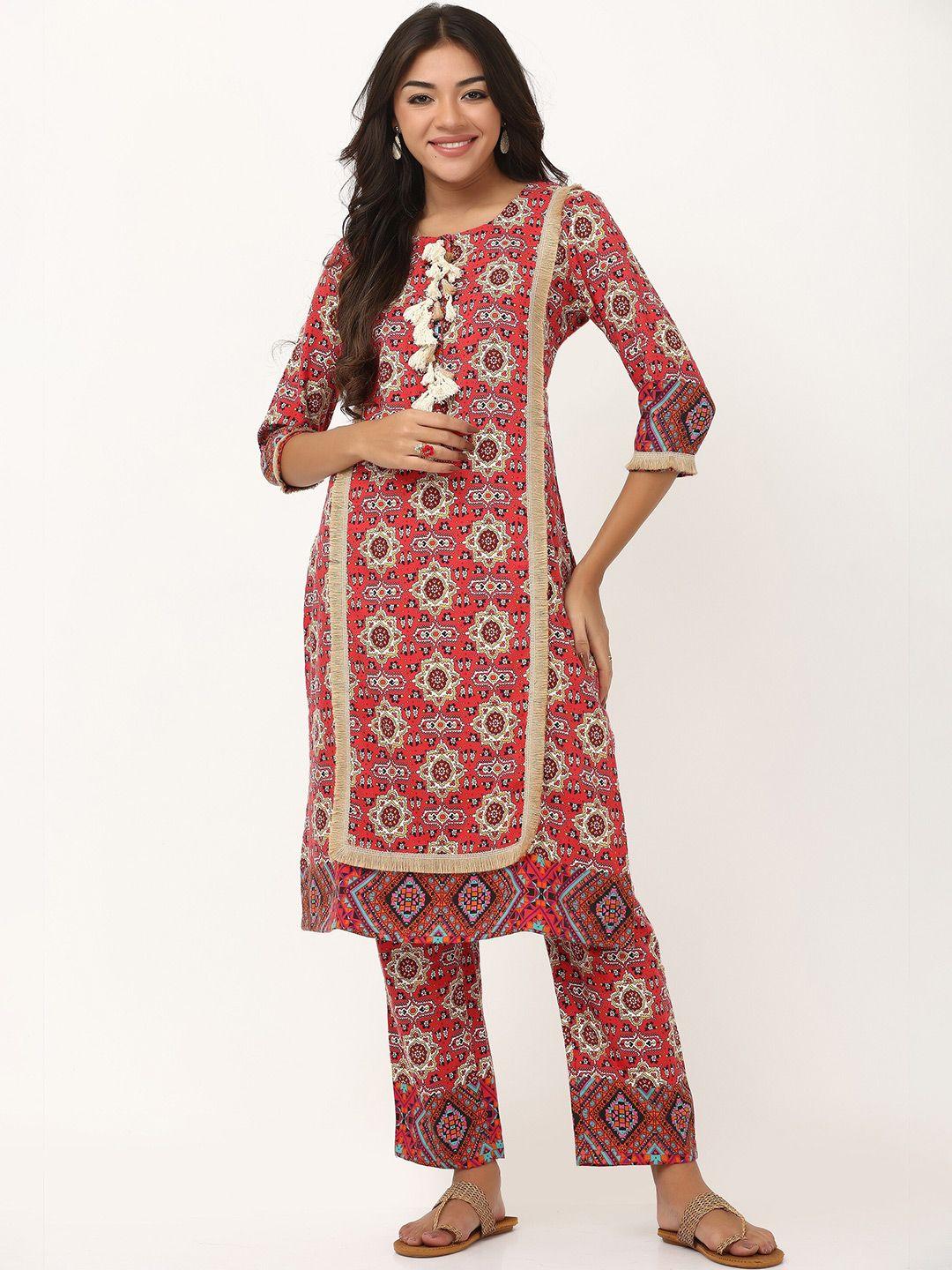 tsm ethnic motifs printed round neck straight kurta