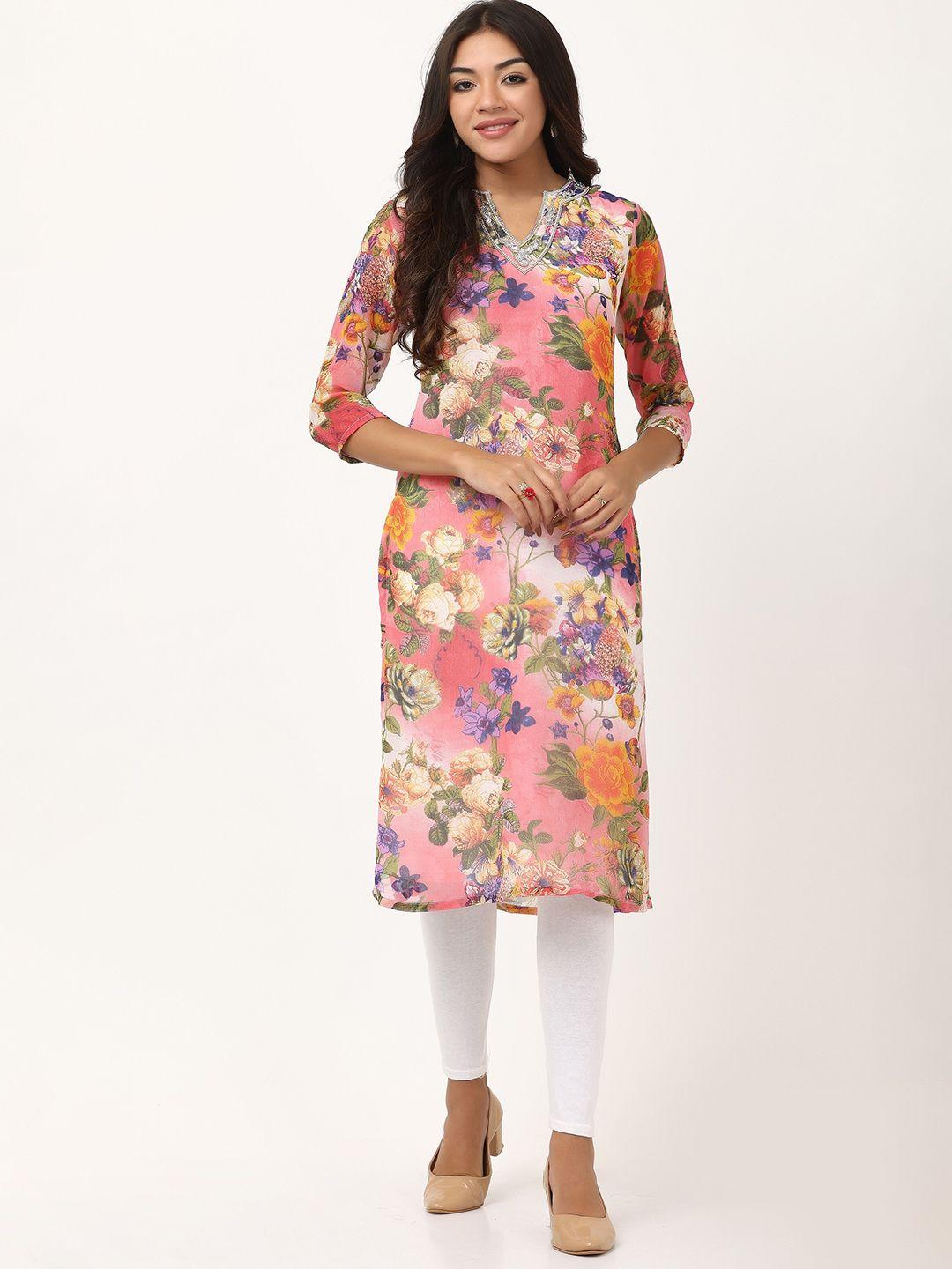 tsm floral printed georgette kurta