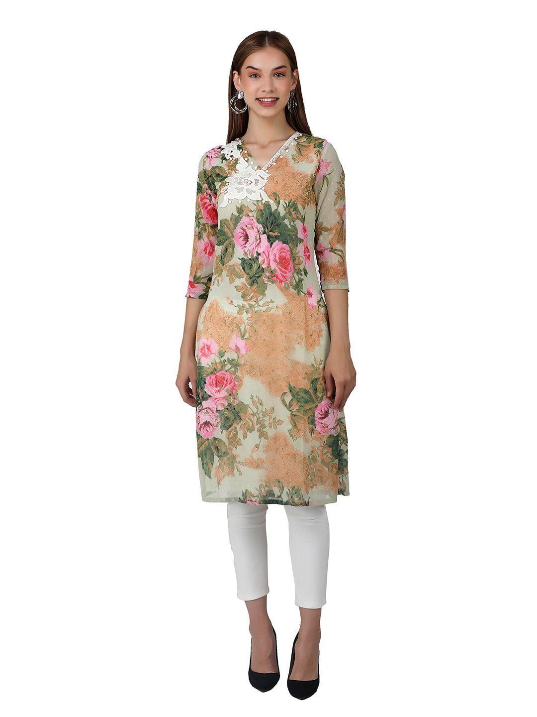 tsm women floral printed georgette kurta