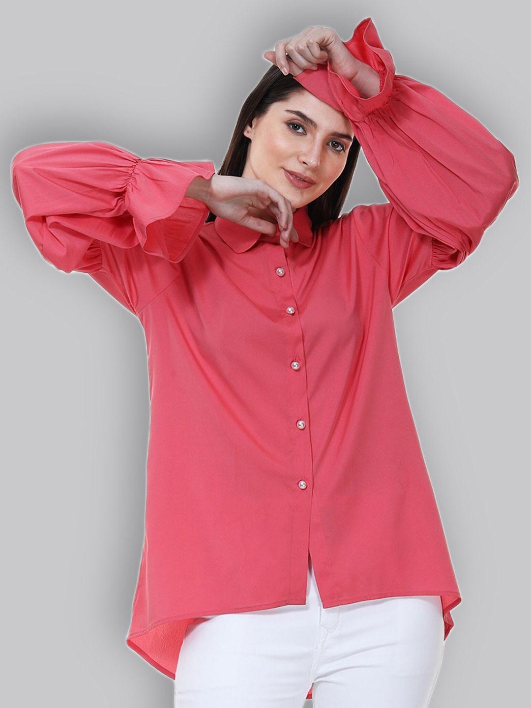 tsm women pink semi sheer semiformal shirt