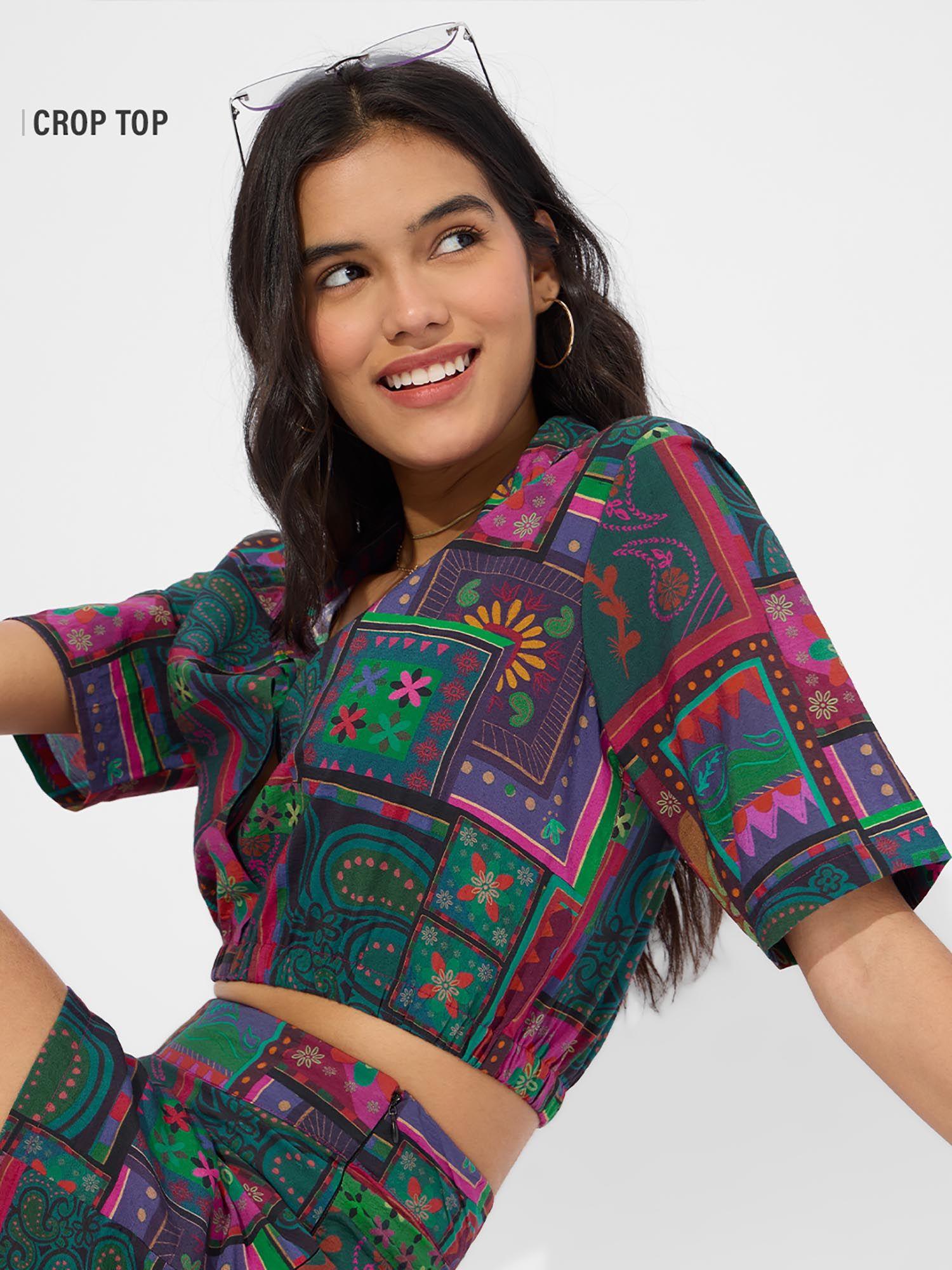 tss originals paisley patch women cropped top