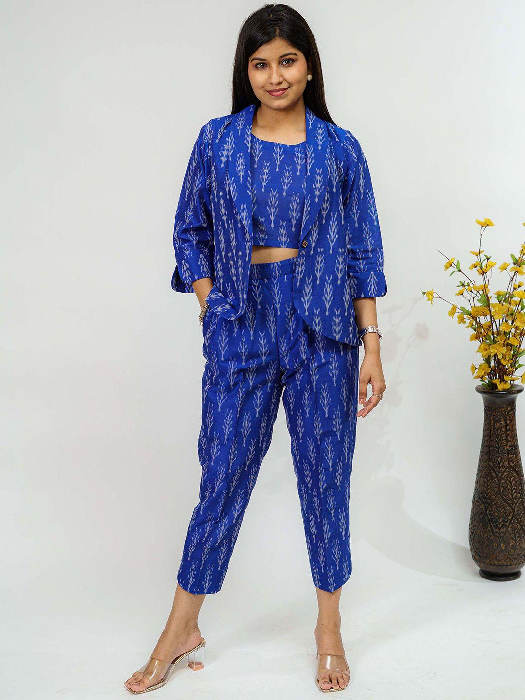 tsucchi traditions women printed pure cotton crop top & trouser co-ords