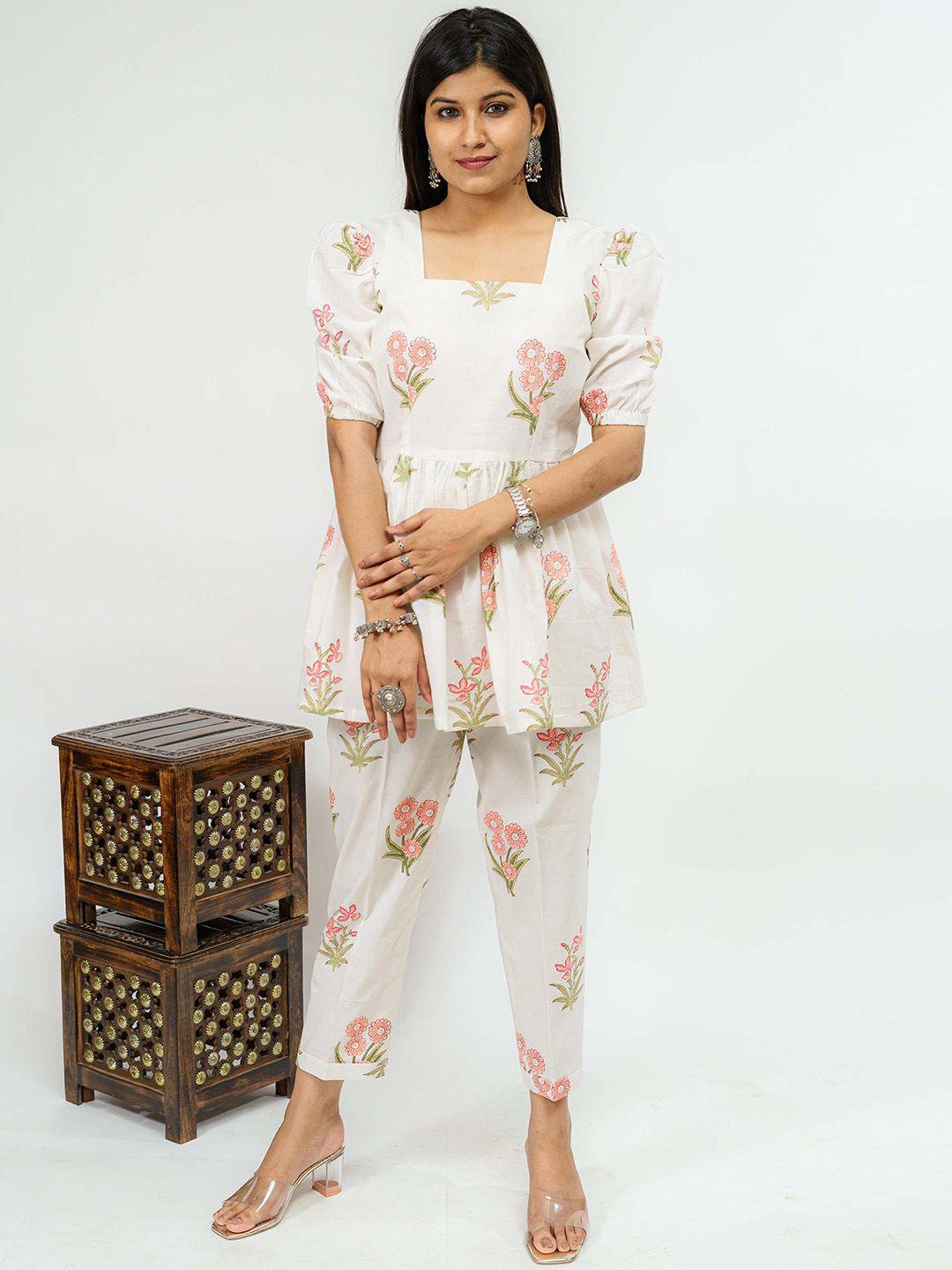 tsucchi traditions women printed pure cotton top & trouser co-ords
