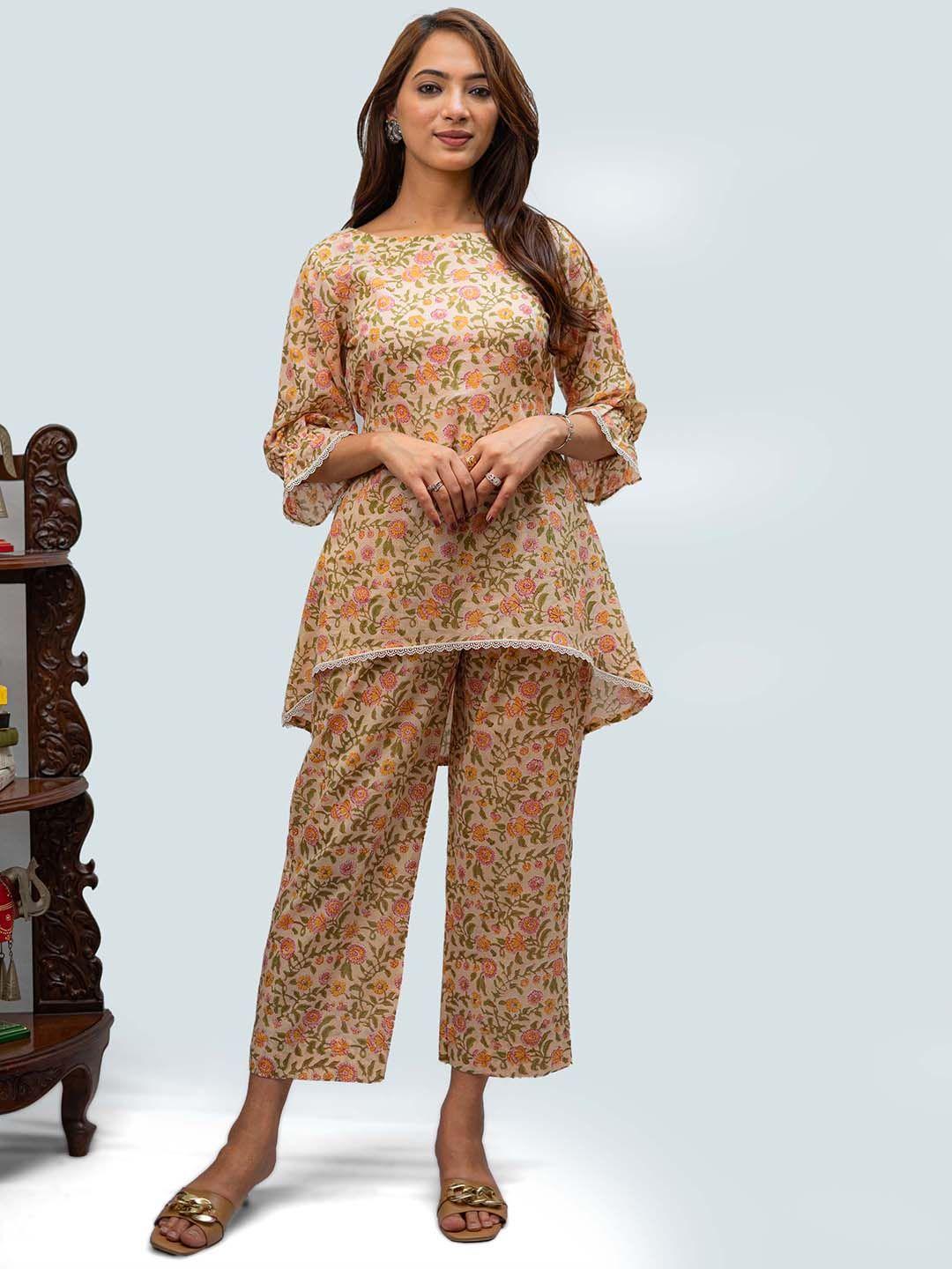 tsucchi traditions women printed pure cotton tunic & trouser co-ords