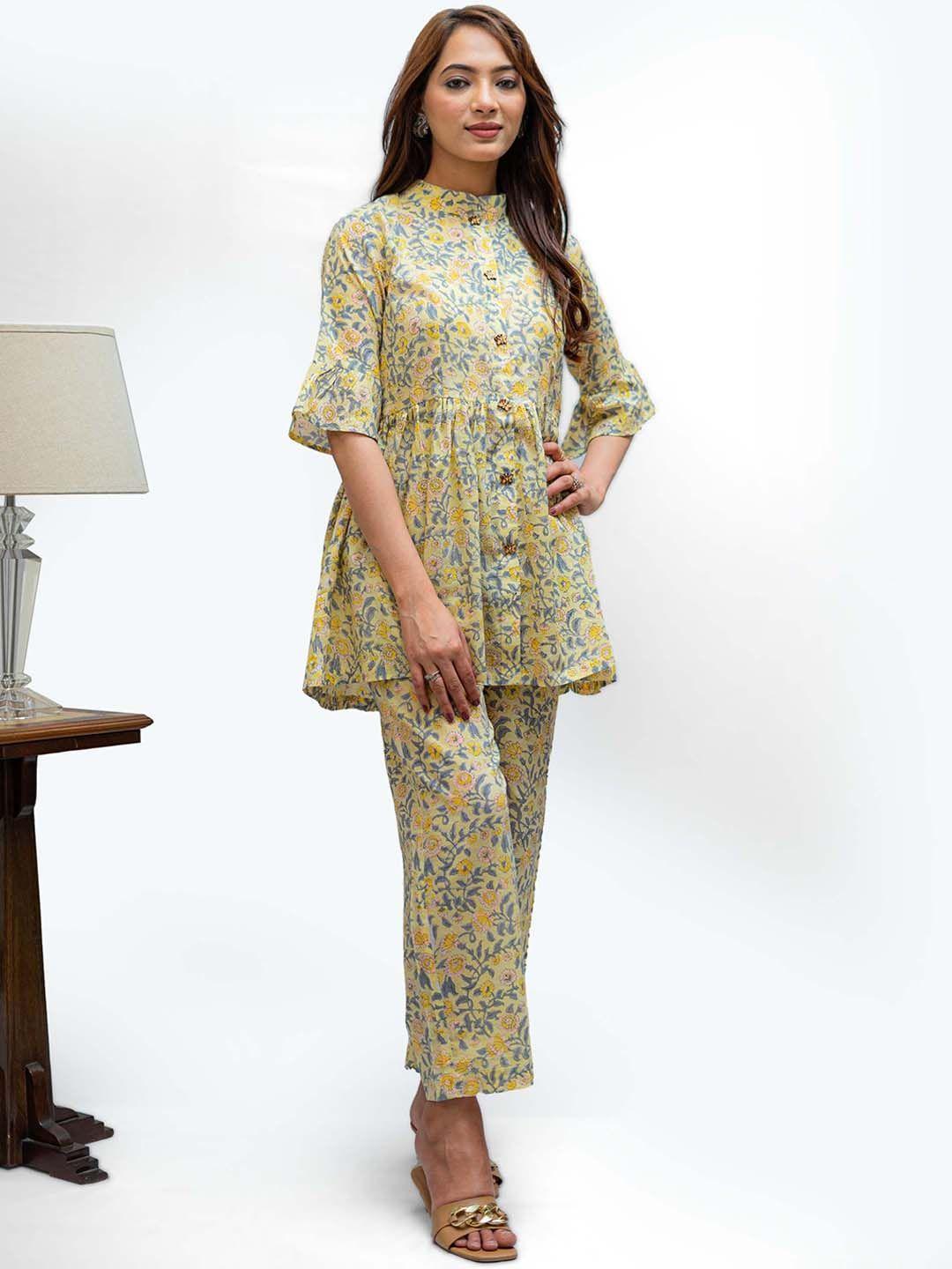 tsucchi traditions women printed pure cotton tunic & trouser co-ords