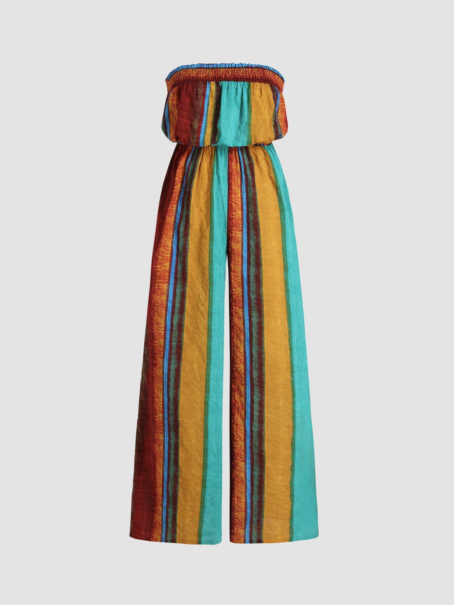 tube colorful striped jumpsuit