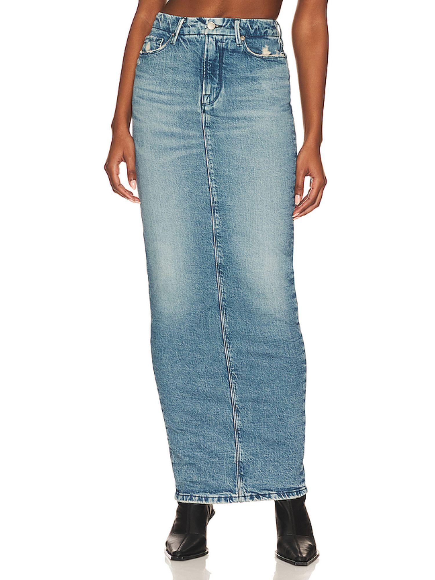 tube maxi denim skirt