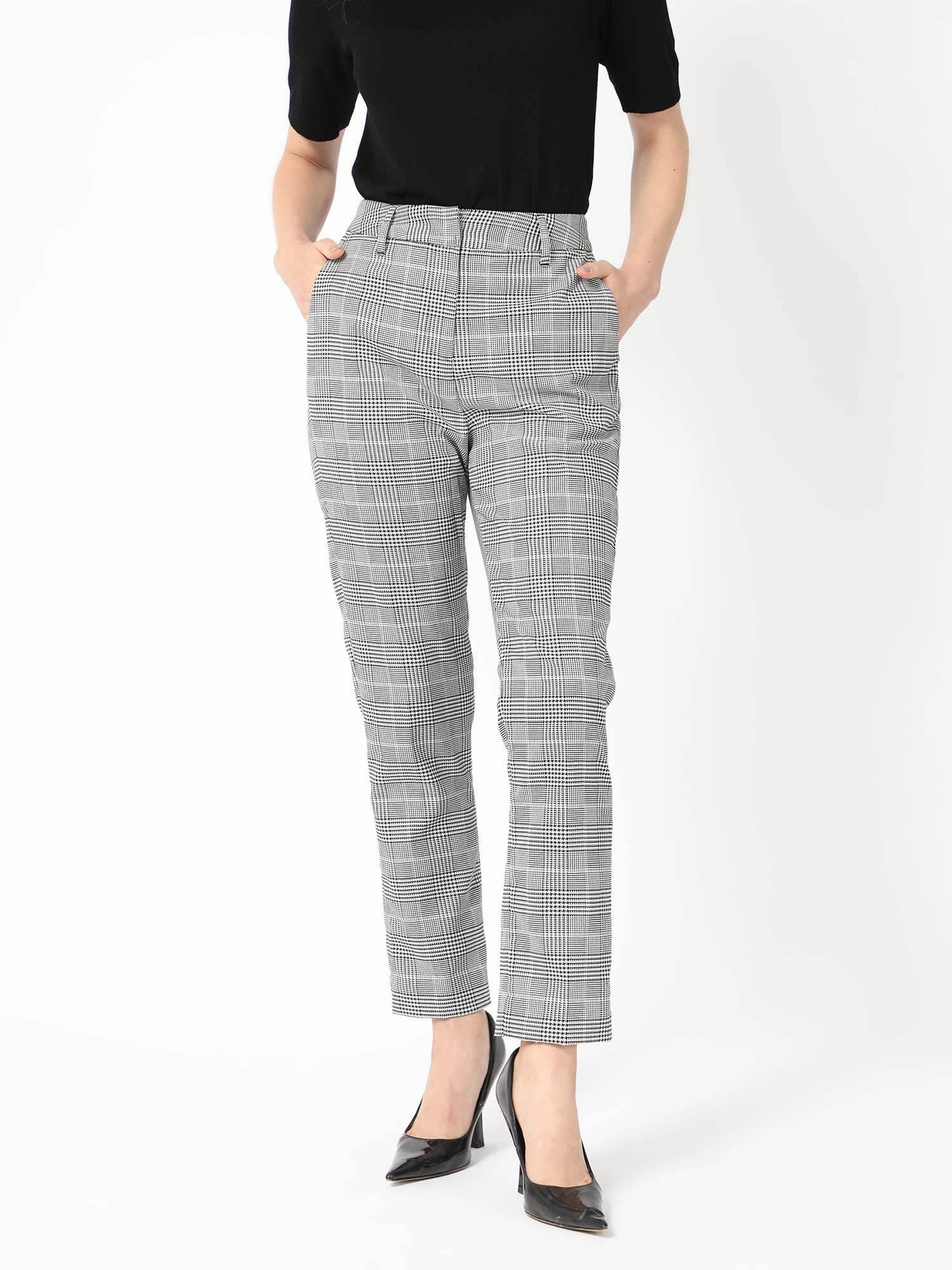 tucila primary black checks trouser