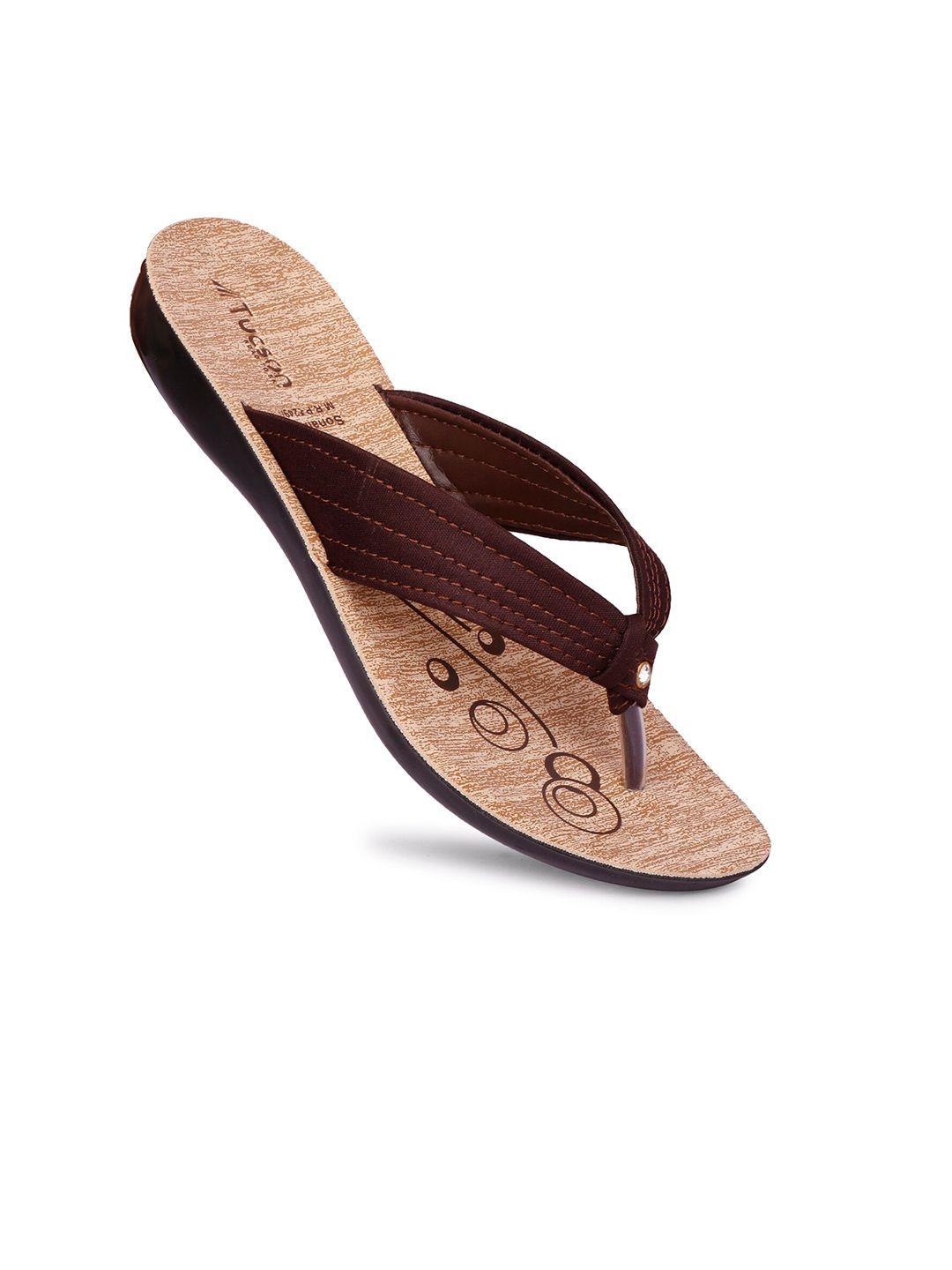 tucson women brown rubber thong flip-flops
