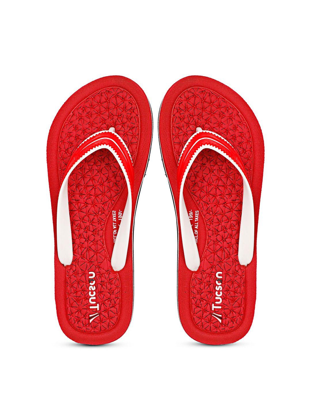 tucson women red & white rubber thong flip-flops