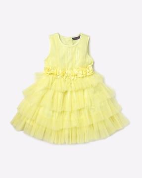 tule tiered dress with floral accent