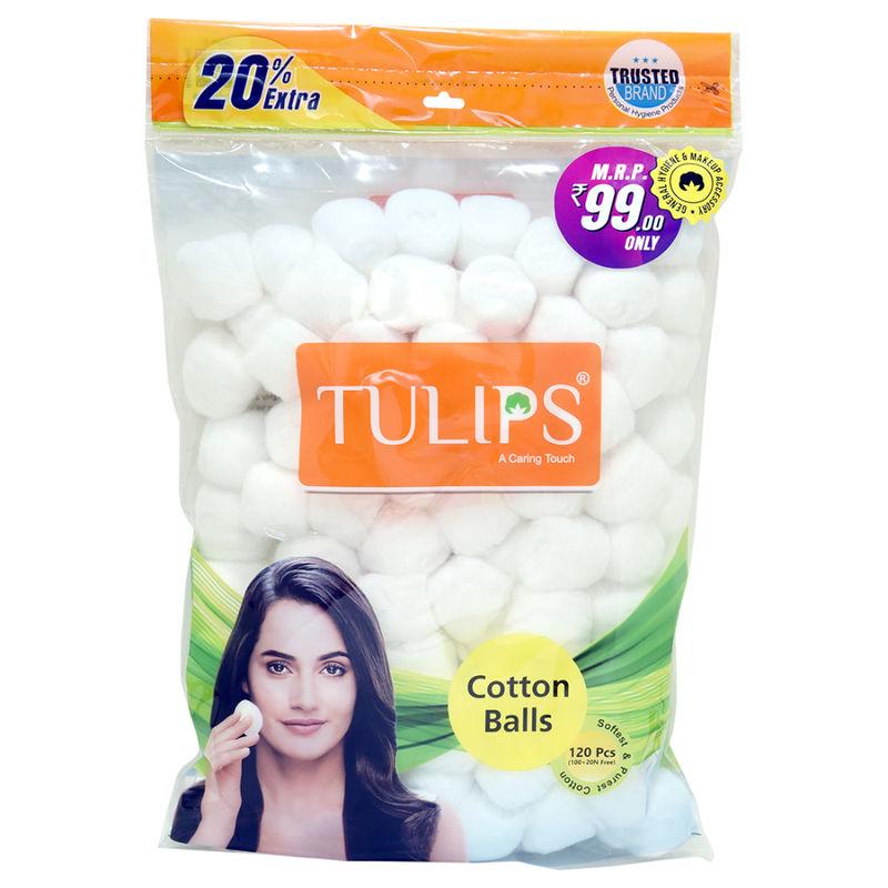 tulips white cotton balls