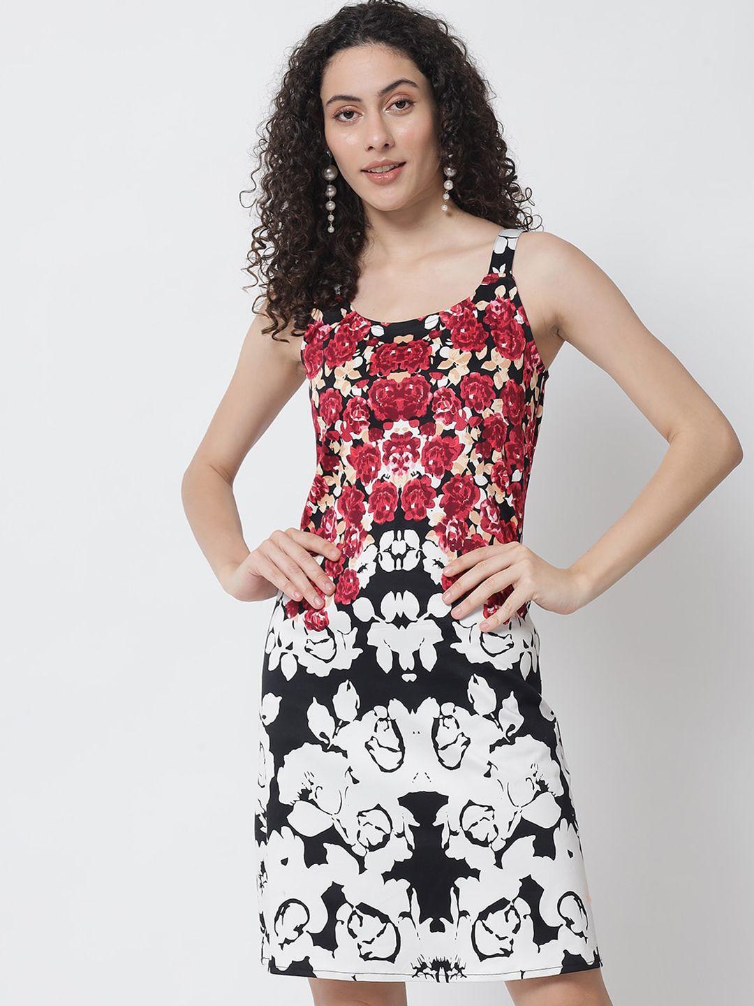 tulsattva black floral print sheath dress