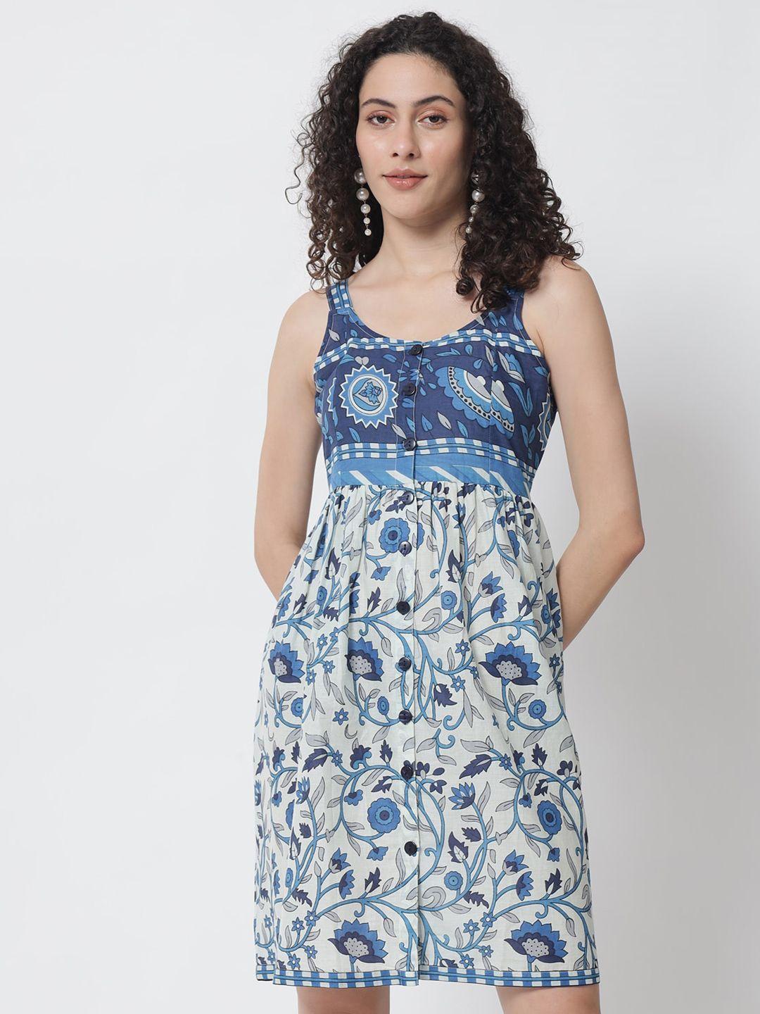 tulsattva blue floral printed dress