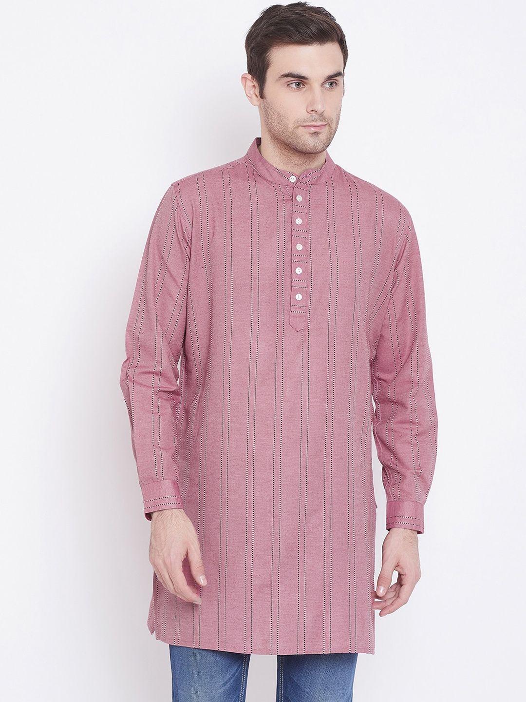 tulsattva men red & red striped straight kurta