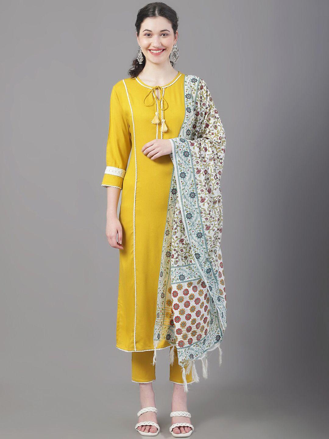 tulsattva panelled kurta with trousers & with dupatta