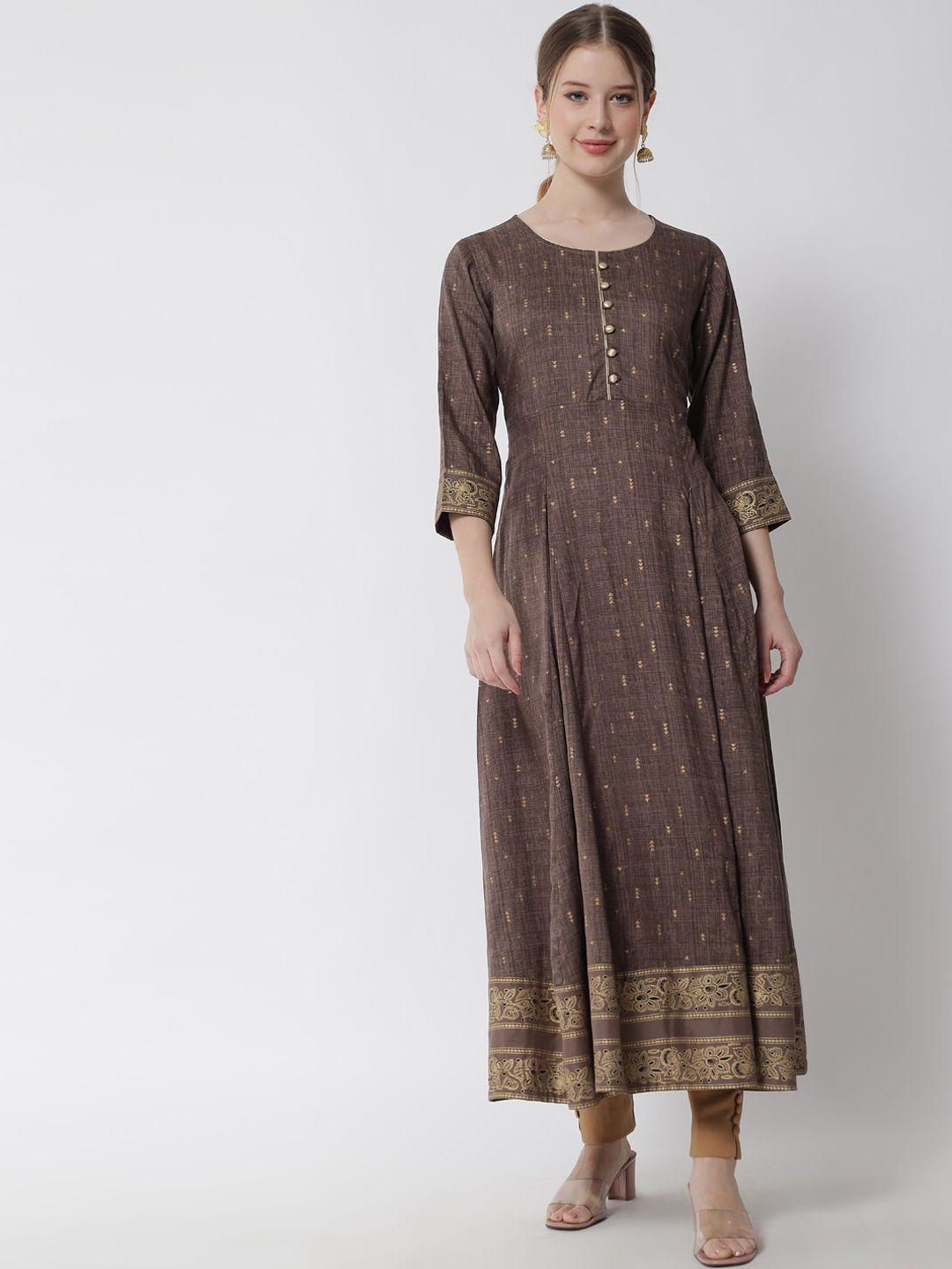 tulsattva women brown ethnic motifs  anarkali kurta