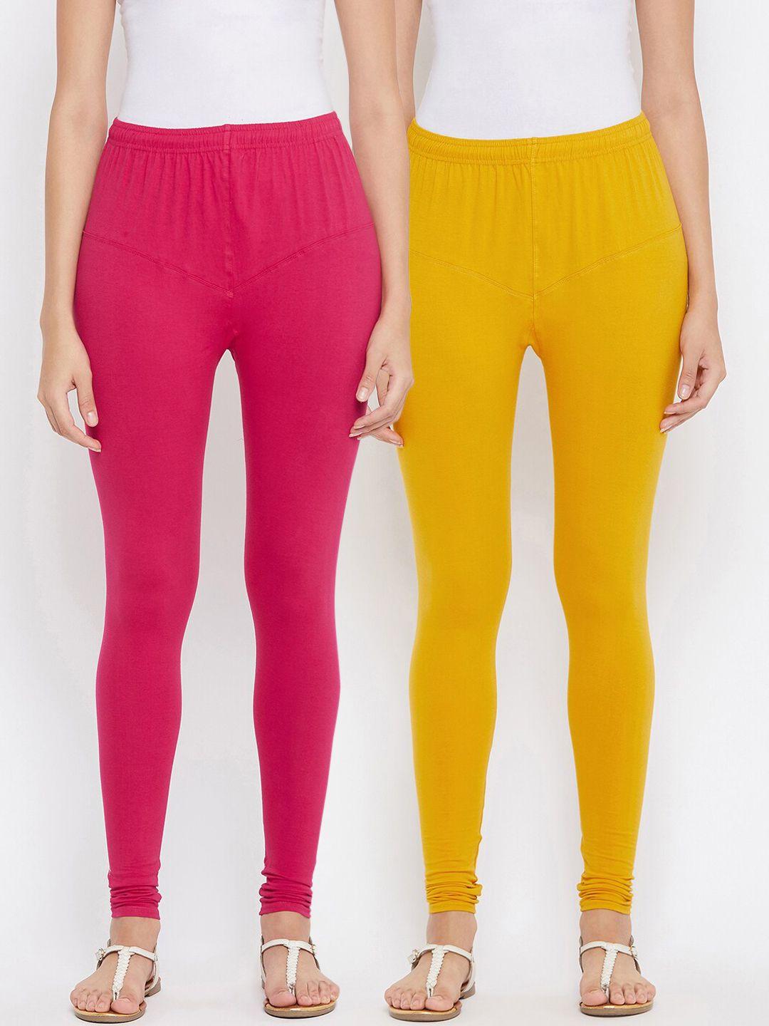 tulsattva women pack of 2 solid churidar-length leggings