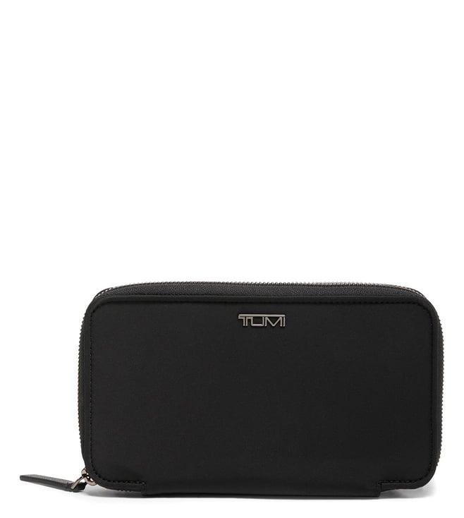 tumi black voyageur medium zip-around pouch