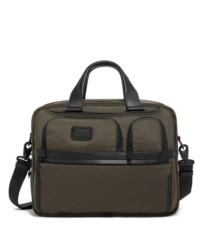 tumi dark olive alpha expandable org medium laptop briefcase