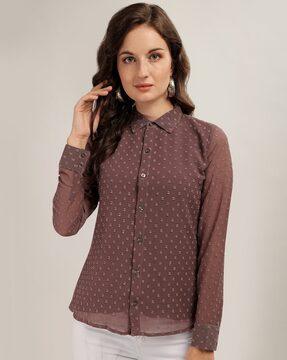 tunic shirt with spread collar