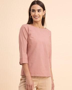 tunic top with mock buttons