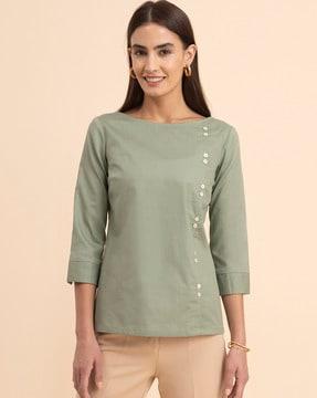 tunic top with mock buttons