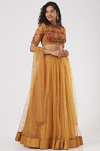 turmeric yellow embroidered lehenga set