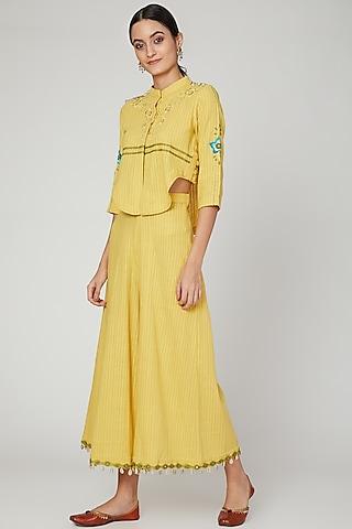 turmeric yellow embroidered top with palazzo pants