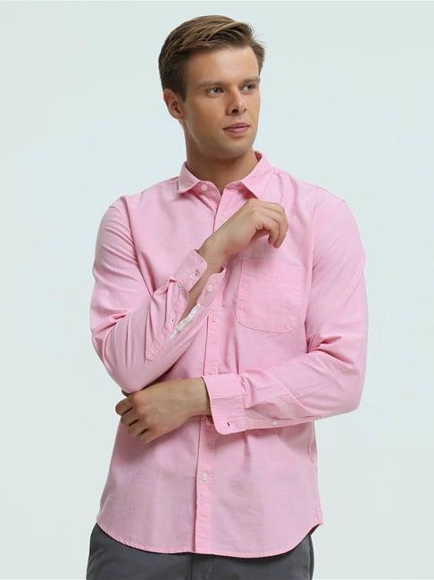 turms pink cotton slim fit shirt