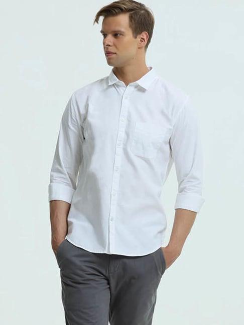 turms white cotton slim fit shirt