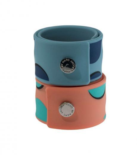 turquoise & peach dot bracelet set