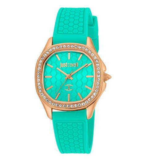 turquoise classic crystal bezel watch