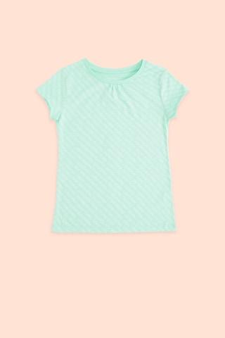 turquoise conversational casual half sleeves round neck girls regular fit t-shirt