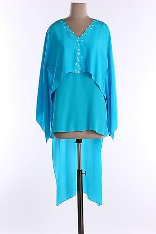 turquoise crepe tunic with cami