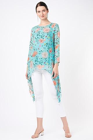 turquoise-floral-printed-tunic