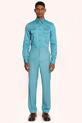turquoise italian terry rayon trousers