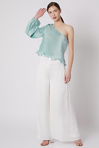 turquoise one shoulder top