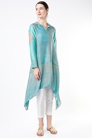 turquoise block printed tunic