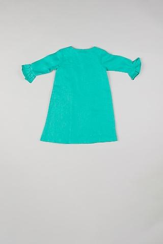 turquoise blue linen dress for girls