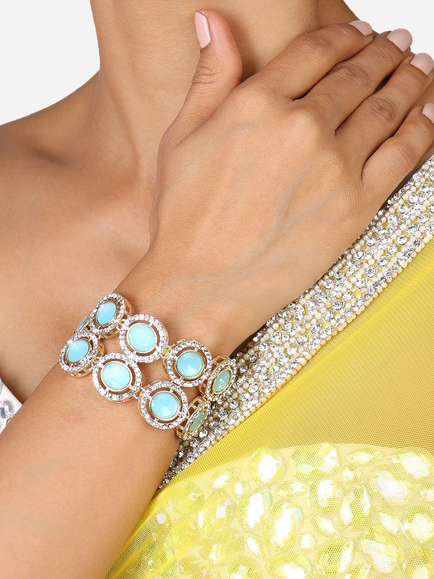 turquoise blue stones austrian diamonds embellished bracelet-zpfk17299