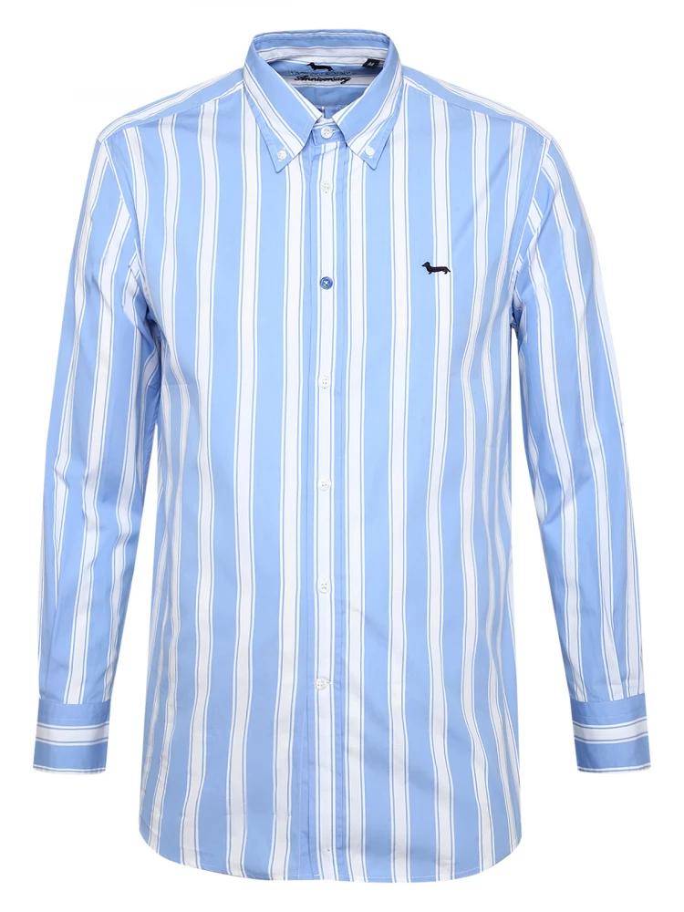 turquoise blue striped collar shirt