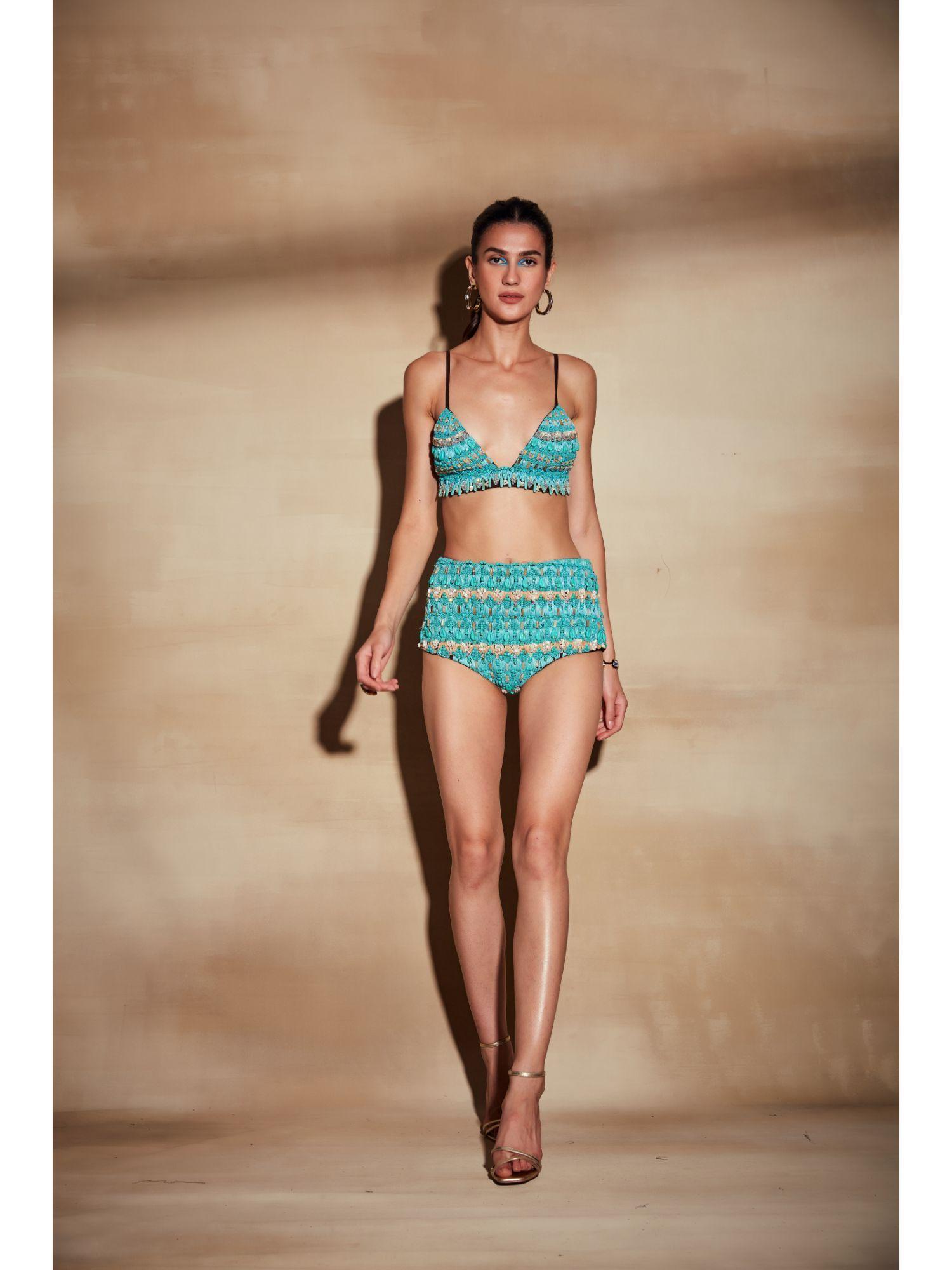 turquoise bralette with turkish beaded embroidery