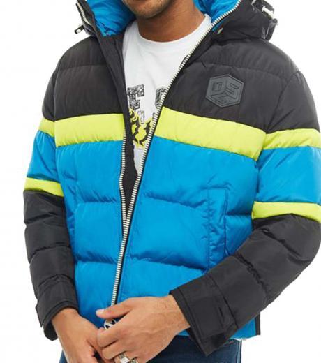 turquoise colorblock logo jacket