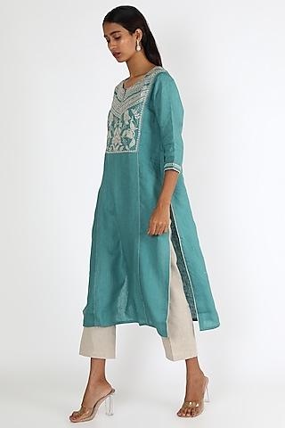 turquoise embroidered tunic