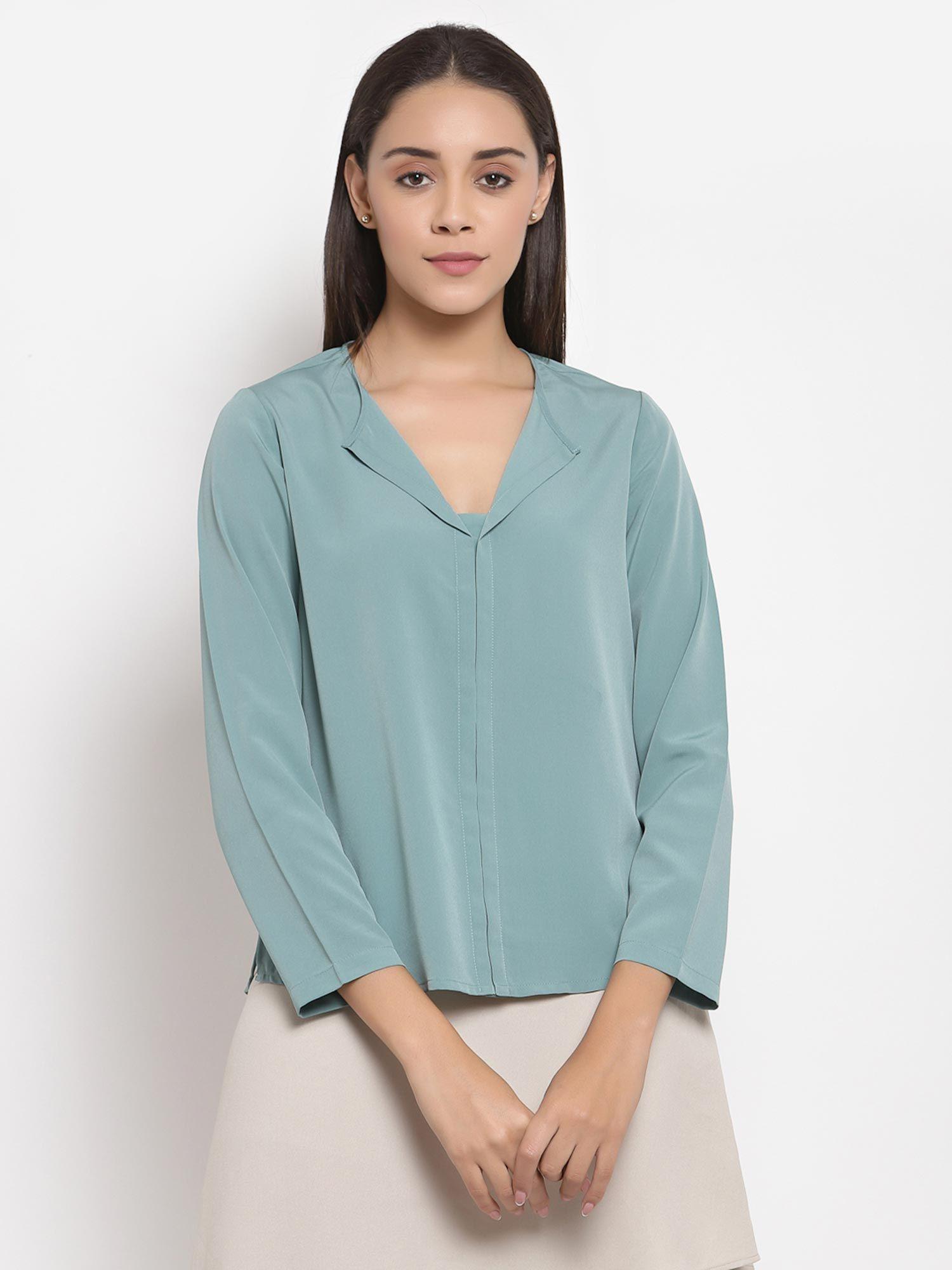 turquoise full sleeves top