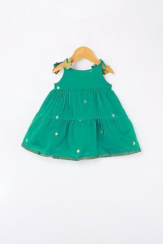 turquoise handwoven tiered dress for girls