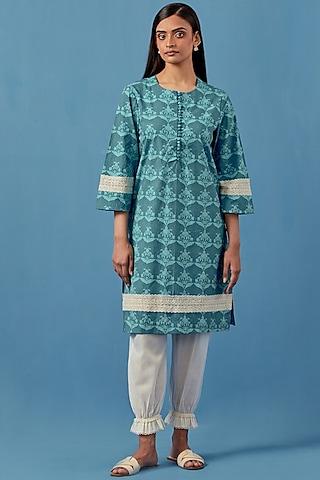 turquoise lawn cotton kurta set