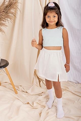 turquoise linen & lyocell co-ord set for girls