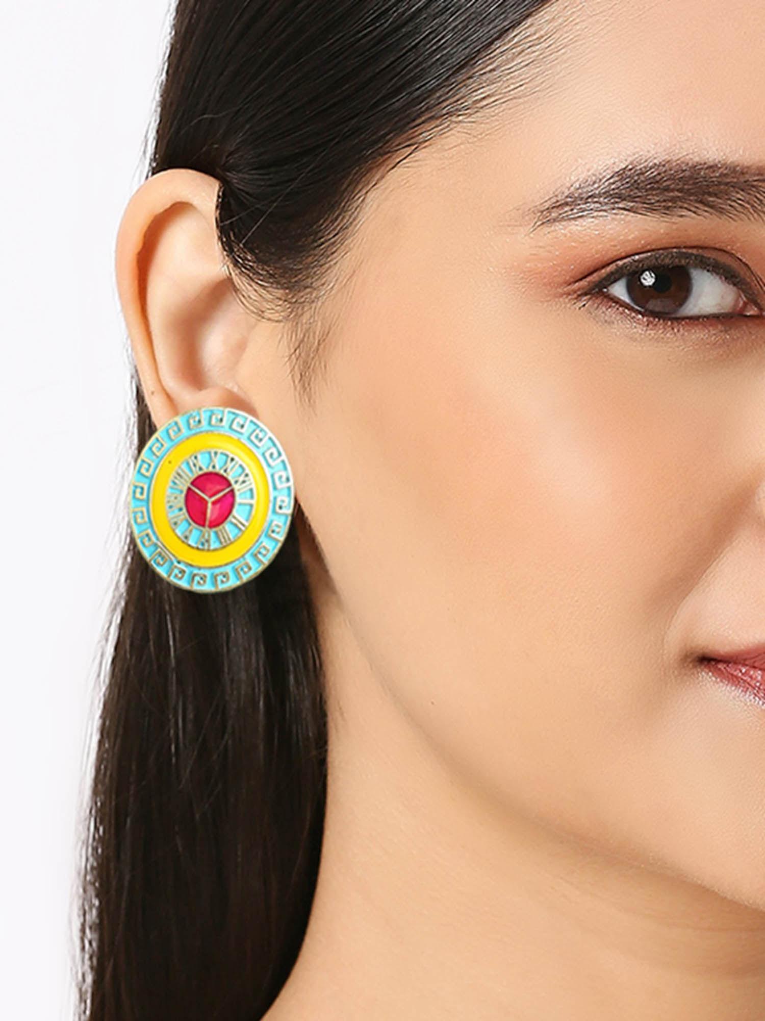 turquoise meenakari enamel stud earrings